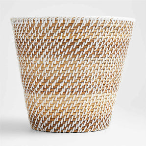 Sedona White Tapered Waste Basket/Trash Can.