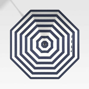 9' Round Sunbrella ® Cabana Stripe Navy Outdoor Patio Umbrella Canopy.