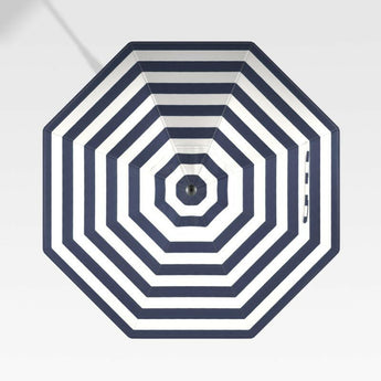 9' Round Sunbrella ® Cabana Stripe Navy Outdoor Patio Umbrella Canopy.