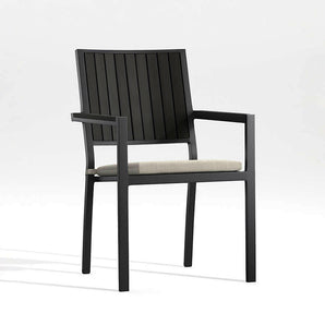 Alfresco II Black Outdoor Dining Chair with Silver Sunbrella ® Cushion