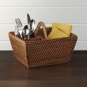 Artesia Honey Rattan Flatware Caddy