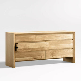 Baja 7-Drawer White Oak Wood Dresser.