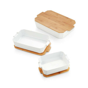 Bakers With Bamboo Lids Set of 3