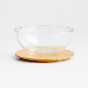 Medium Glass Mixing Bowl with Bamboo Lid.