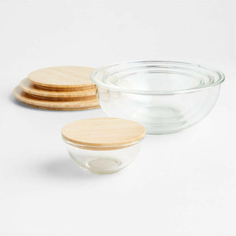 Small Glass Mixing Bowl with Bamboo Lid.