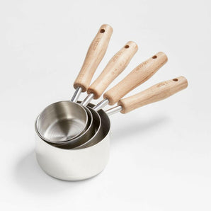 Beechwood and Stainless Steel Measuring Cups