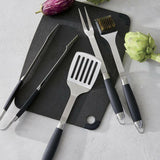Black-Handled 4-Piece Barbecue Tool Set.