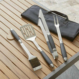 Black-Handled 4-Piece Barbecue Tool Set.