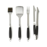 Black-Handled 4-Piece Barbecue Tool Set.