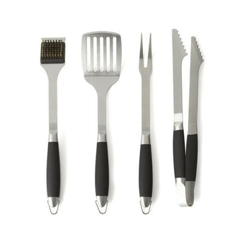Black-Handled 4-Piece Barbecue Tool Set.