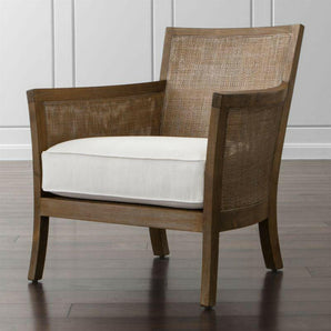 Blake Light Brown Rattan Accent Chair with Fabric Cushion