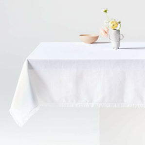 Craft White Cotton Fringe Tablecloth