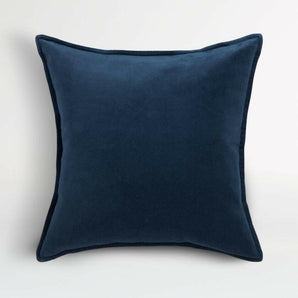 Indigo Blue 20"x20" Washed Cotton Velvet Throw Pillow with Down-Alternative Insert