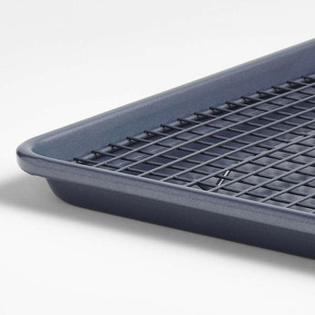Crate & Barrel Slate Blue Baking Sheet and Cooling Rack Set.