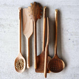Crate & Barrel Acacia Slotted Spoon.