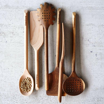 Crate & Barrel Acacia Slotted Spoon.