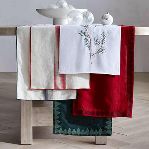 White Linen Holiday Table Runner