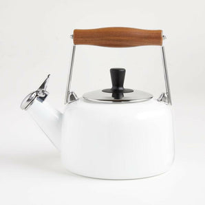 Chantal Sven Matte White Tea Kettle with Wood Handle