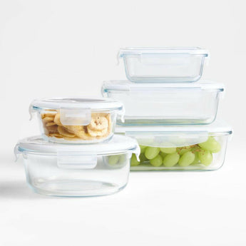 Crate & Barrel  10- Piece Glass Storage Set.