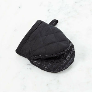 Crate and Barrel Black Mini Oven Mitt with Silicone Grip