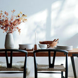 Crescent Black Wood Wishbone Dining Chair.