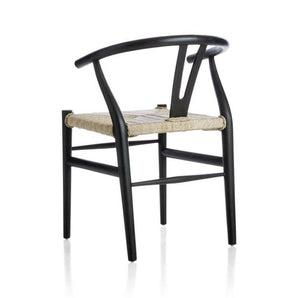 Crescent Black Wood Wishbone Dining Chair.