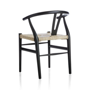Crescent Black Wood Wishbone Dining Chair.