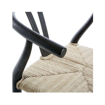 Crescent Black Wood Wishbone Dining Chair.