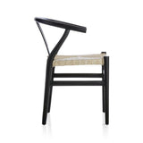 Crescent Black Wood Wishbone Dining Chair.