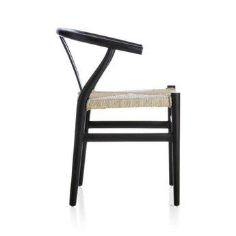Crescent Black Wood Wishbone Dining Chair.