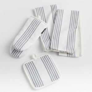 Cuisine Stripe Oven Mitt Grey