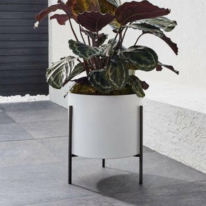 Dundee Low White Planter with Stand
