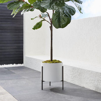 Dundee Low White Planter with Stand.