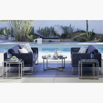Dune Nesting Tables with Painted Glass Set of Two.