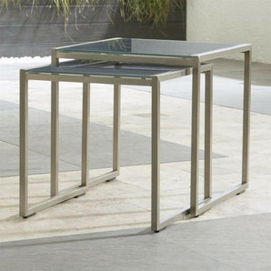 Dune Nesting Tables with Painted Glass Set of Two