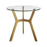 Elke Glass End Table with Brass Base
