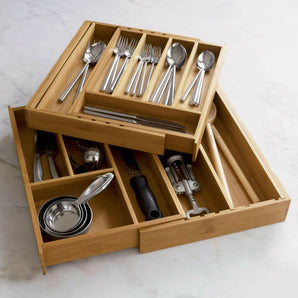 Expandable Bamboo Flatware Tray.