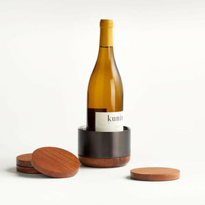 Fenton Graphite and Wood Wine Coaster Set