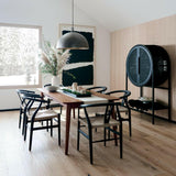 Crescent Black Wood Wishbone Dining Chair.