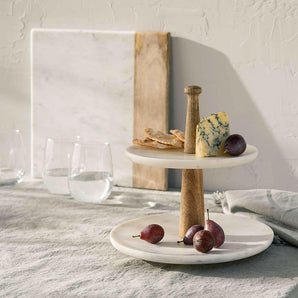 Wood Marble Square Platter.