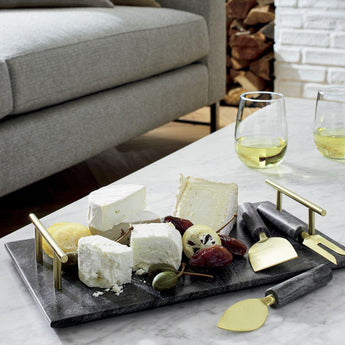 Hayes Marble Serving Board with Handles.