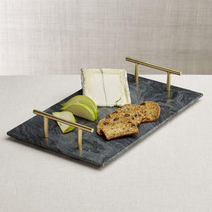 Hayes Marble Serving Board with Handles.