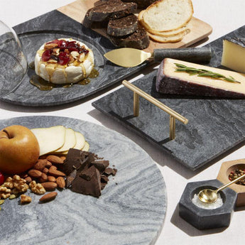 Hayes Marble Serving Board with Handles.