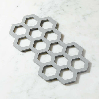 Interlocking Silicone Grey Trivets, Set of 2.