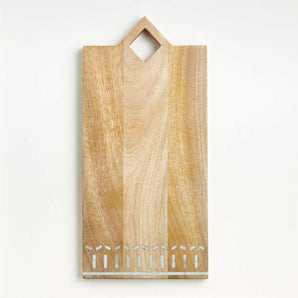 Isadore Rectangle Marble Inlay Wood Serving Board