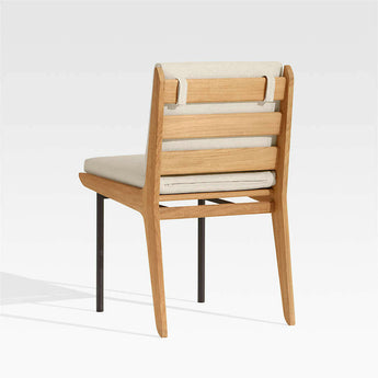 Kinney Teak Wood Outdoor Dining Side Chair with Cushion.