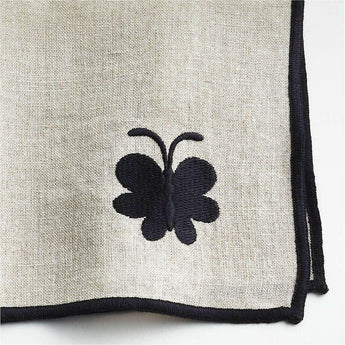 Embroidered Butterfly Botanicals Cocktail Napkins by Lucia Eames, Set of 4.