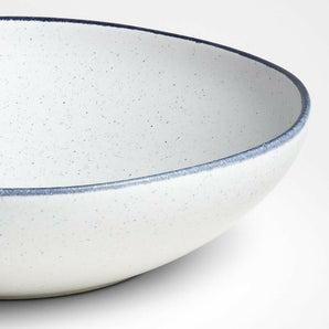 Lina Matte Blue Stripe Low Bowl.