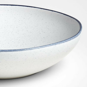 Lina Matte Blue Stripe Low Bowl.