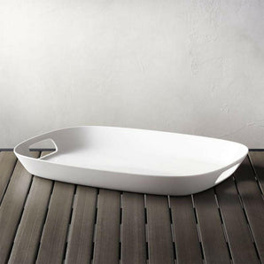 Lunea Melamine White Tray with Handles